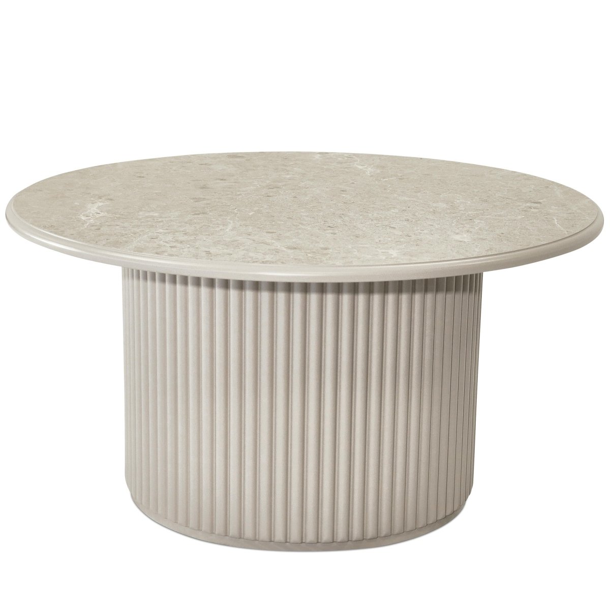 Couchtisch 2er Set ø60/80 cm - Marmoroptik & Lamellenoptik Beige
