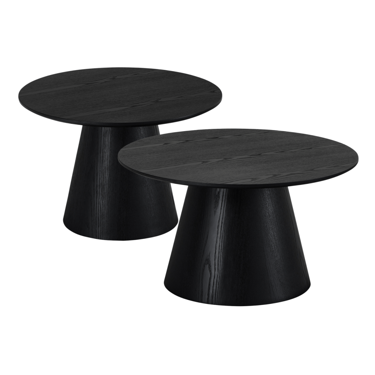 Couchtisch 2er Set ø60/80 cm - Eiche Schwarz
