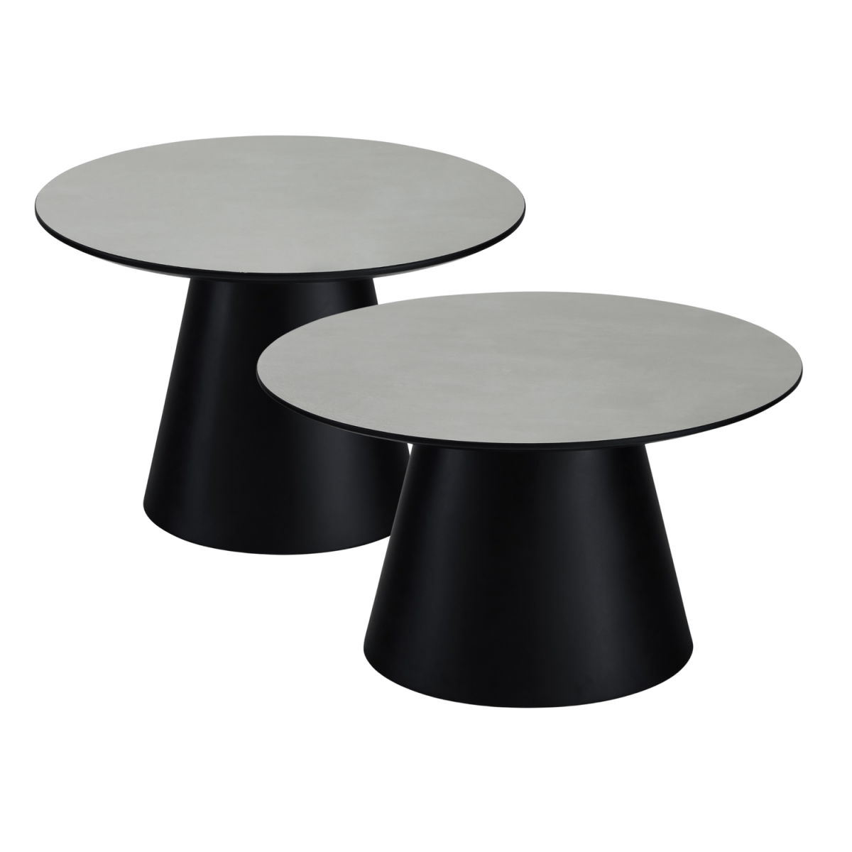 Couchtisch 2er Set ø60/80 cm - Marmoroptik Hellgrau