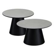 Couchtisch 2er Set ø60/80 cm - Marmoroptik Hellgrau