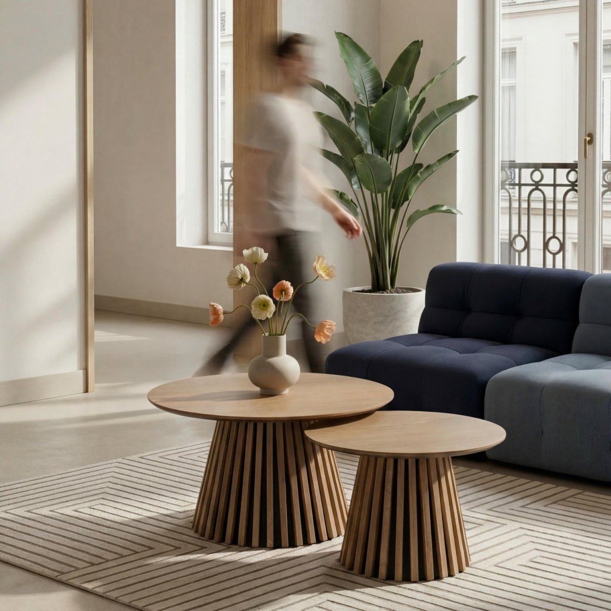 Couchtisch 2er Set ø60/80 cm - Wildeiche Natur