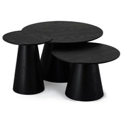 Couchtisch 3er Set ø80/60/45 cm - Eiche Schwarz