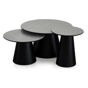Couchtisch 3er Set ø80/60/45 cm - Marmoroptik Hellgrau