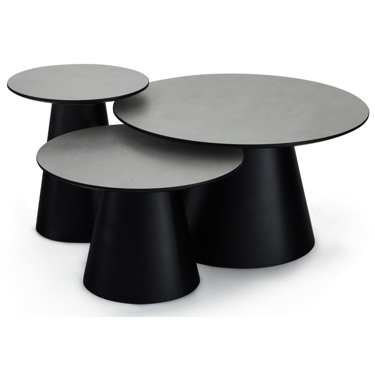 Couchtisch 3er Set ø80/60/45 cm - Marmoroptik Hellgrau