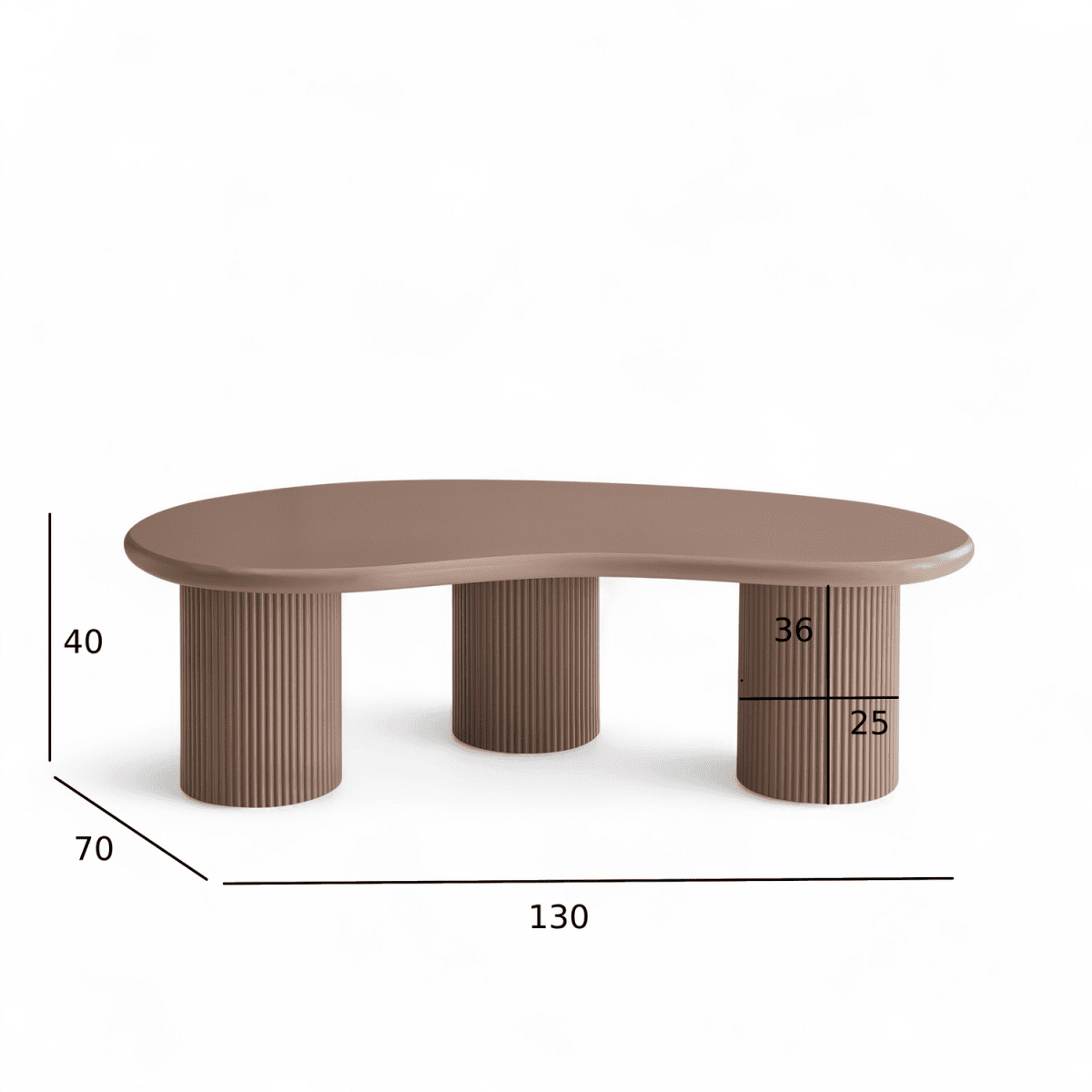 Couchtisch Nierenförmig 130x70 cm - Mocca Mousse