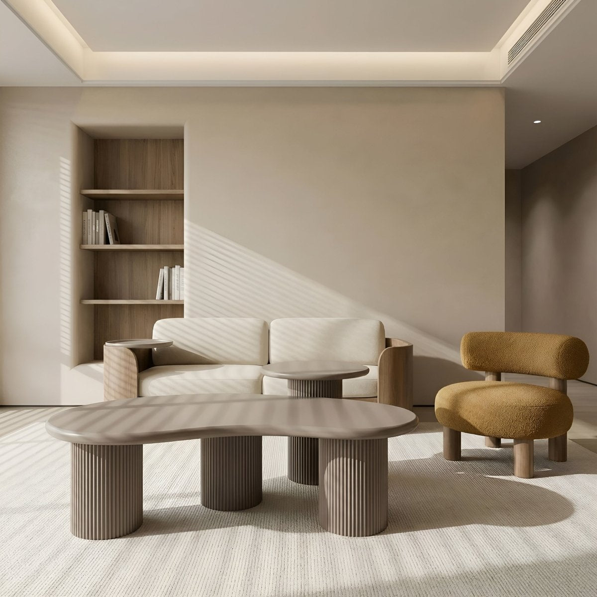 Couchtisch Nierenförmig 130x70 cm - Taupe
