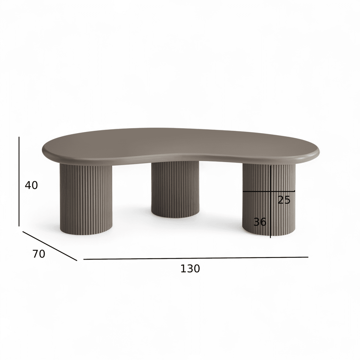 Couchtisch Nierenförmig 130x70 cm - Taupe