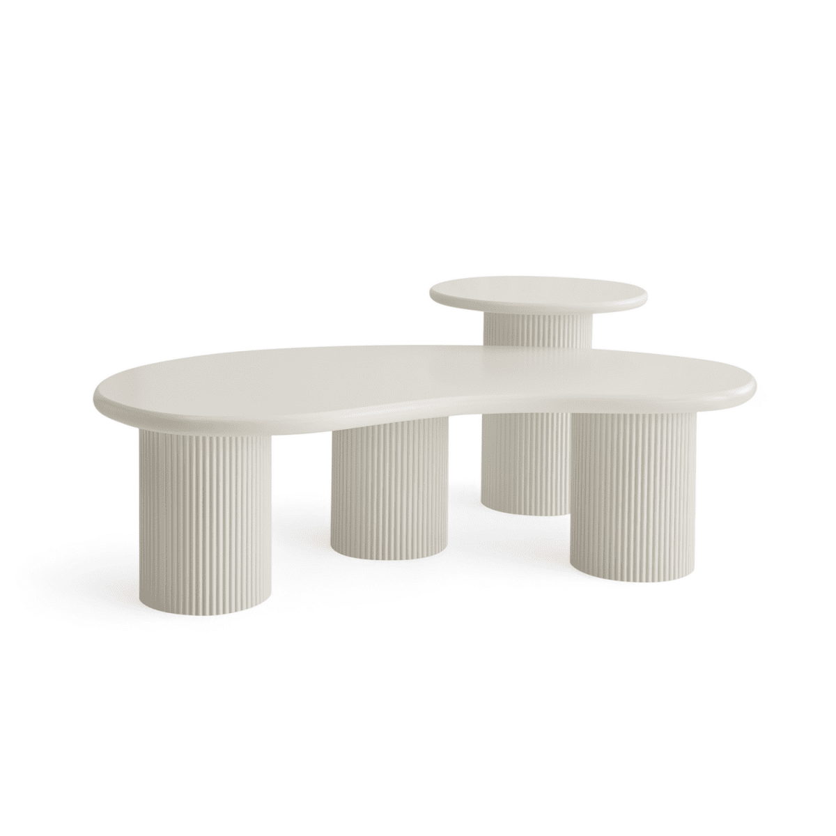 Couchtisch Nierenförmig 130x70 cm - Weiß
