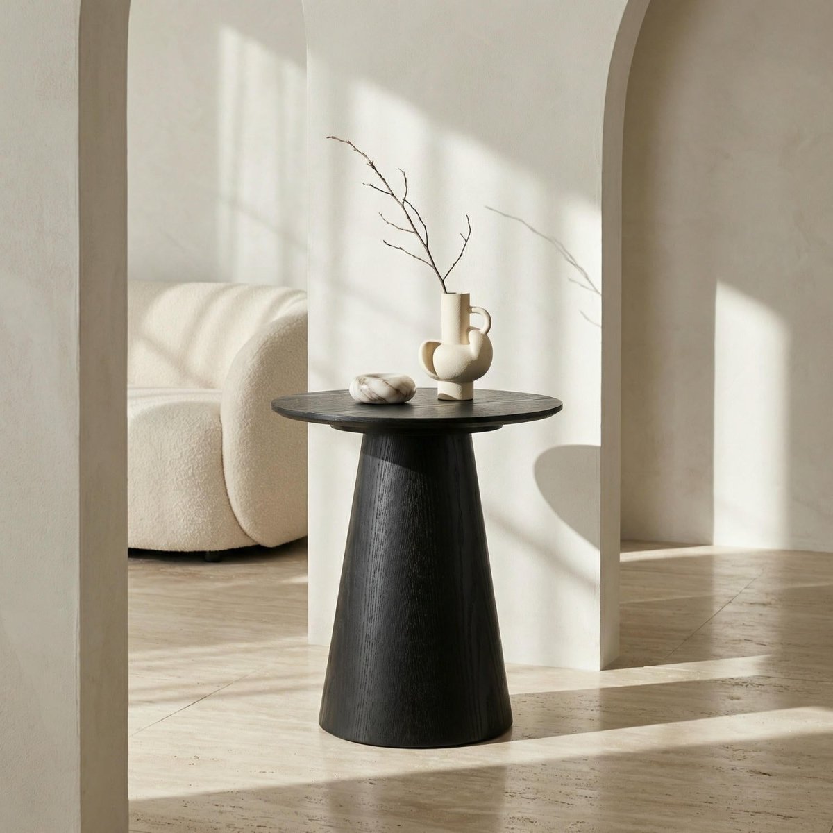 Couchtisch Rund ø45 cm - Eiche Schwarz