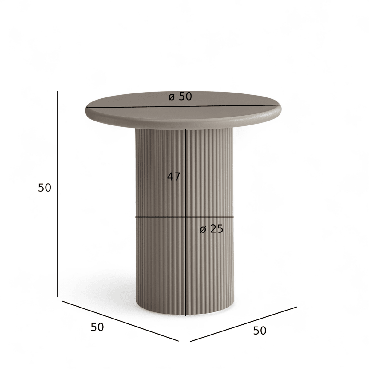 Couchtisch Rund ø50 cm - Taupe