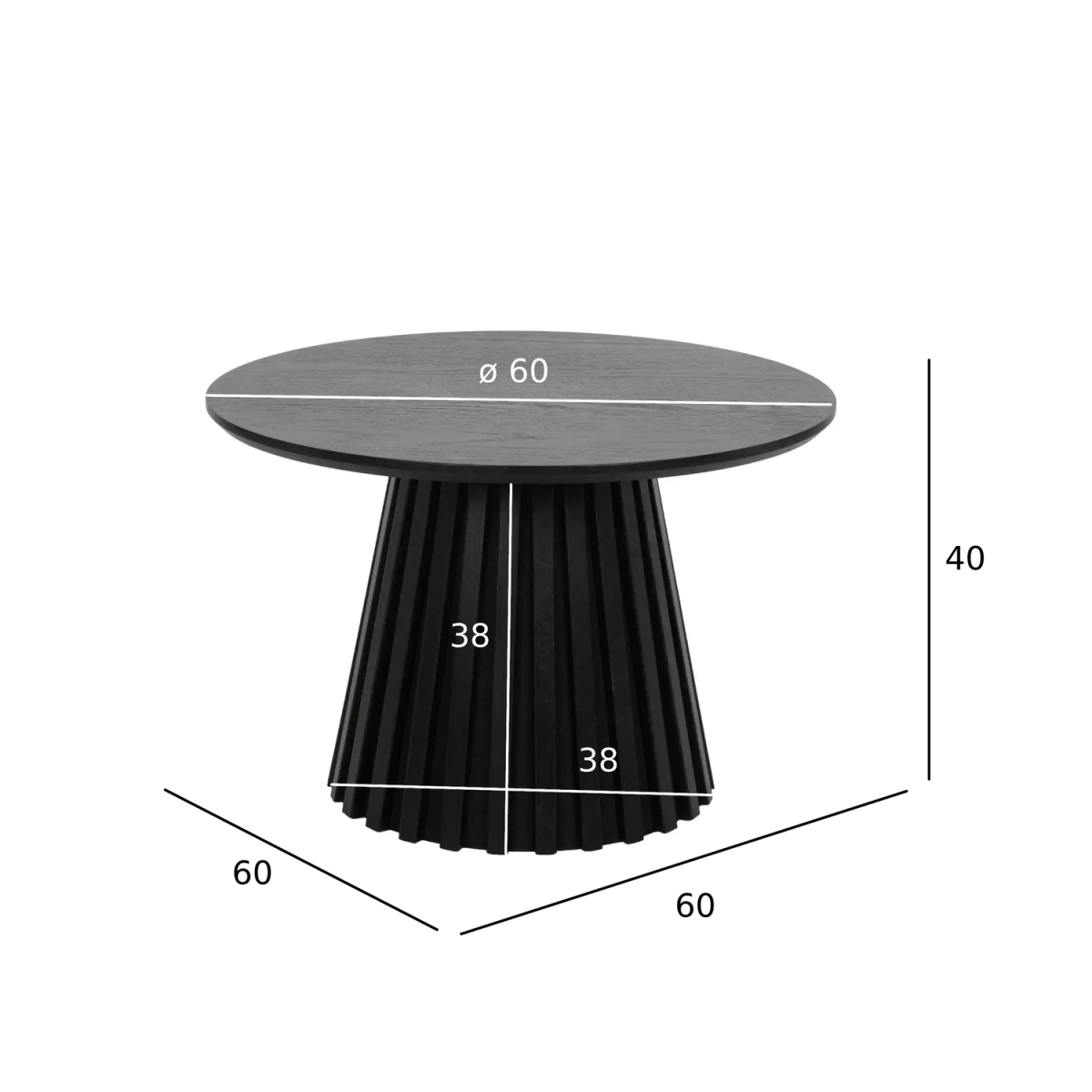 Couchtisch Rund ø60 cm - Eiche Schwarz