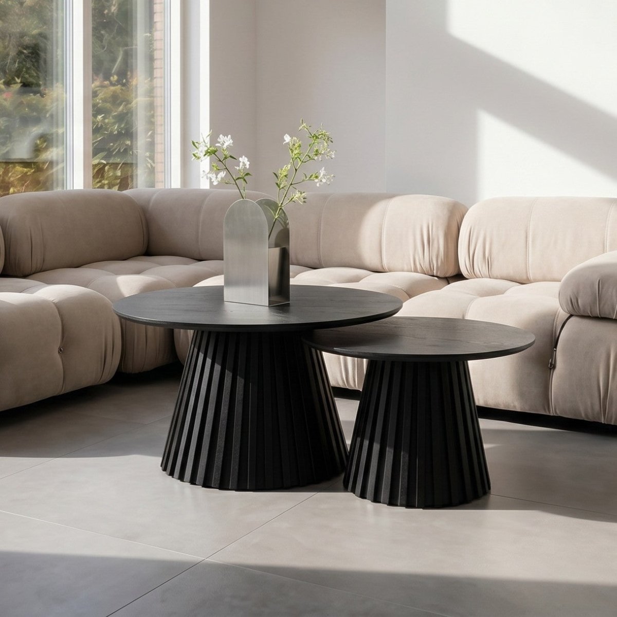 Couchtisch Rund ø80 cm - Eiche Schwarz