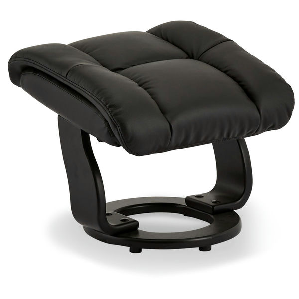 Manueller Relaxsessel mit Fußhocker - Echtleder/PVC Schwarz