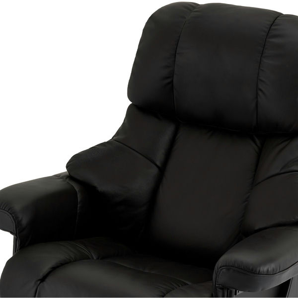 Manueller Relaxsessel mit Fußhocker - Echtleder/PVC Schwarz