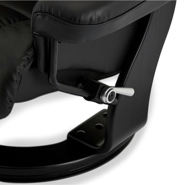 Manueller Relaxsessel mit Fußhocker - Echtleder/PVC Schwarz