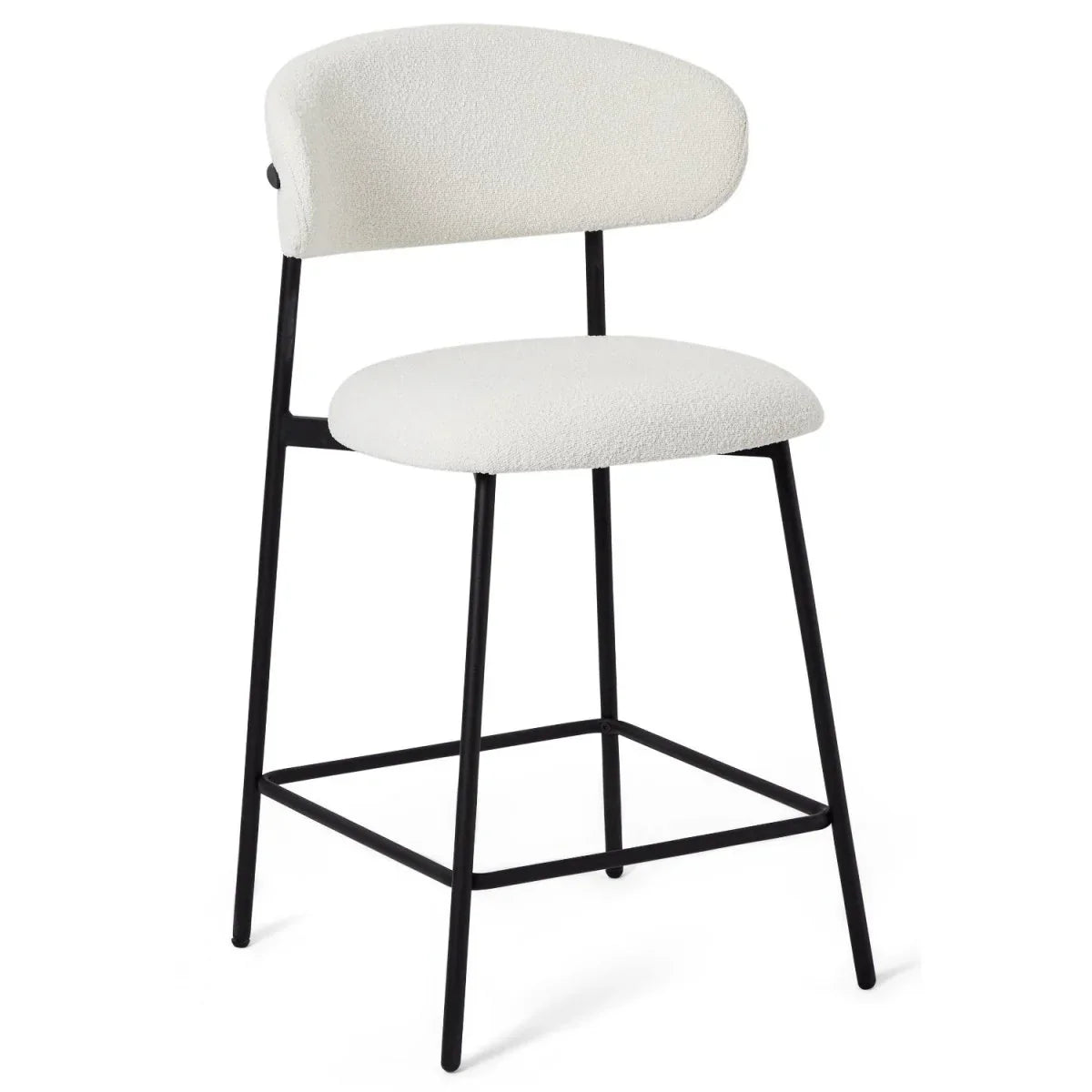 FURNHOUSE Diana Barhocker 2er Set - Bouclé-Stoff Weiß