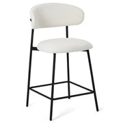 FURNHOUSE Diana Barhocker 2er Set - Bouclé-Stoff Weiß