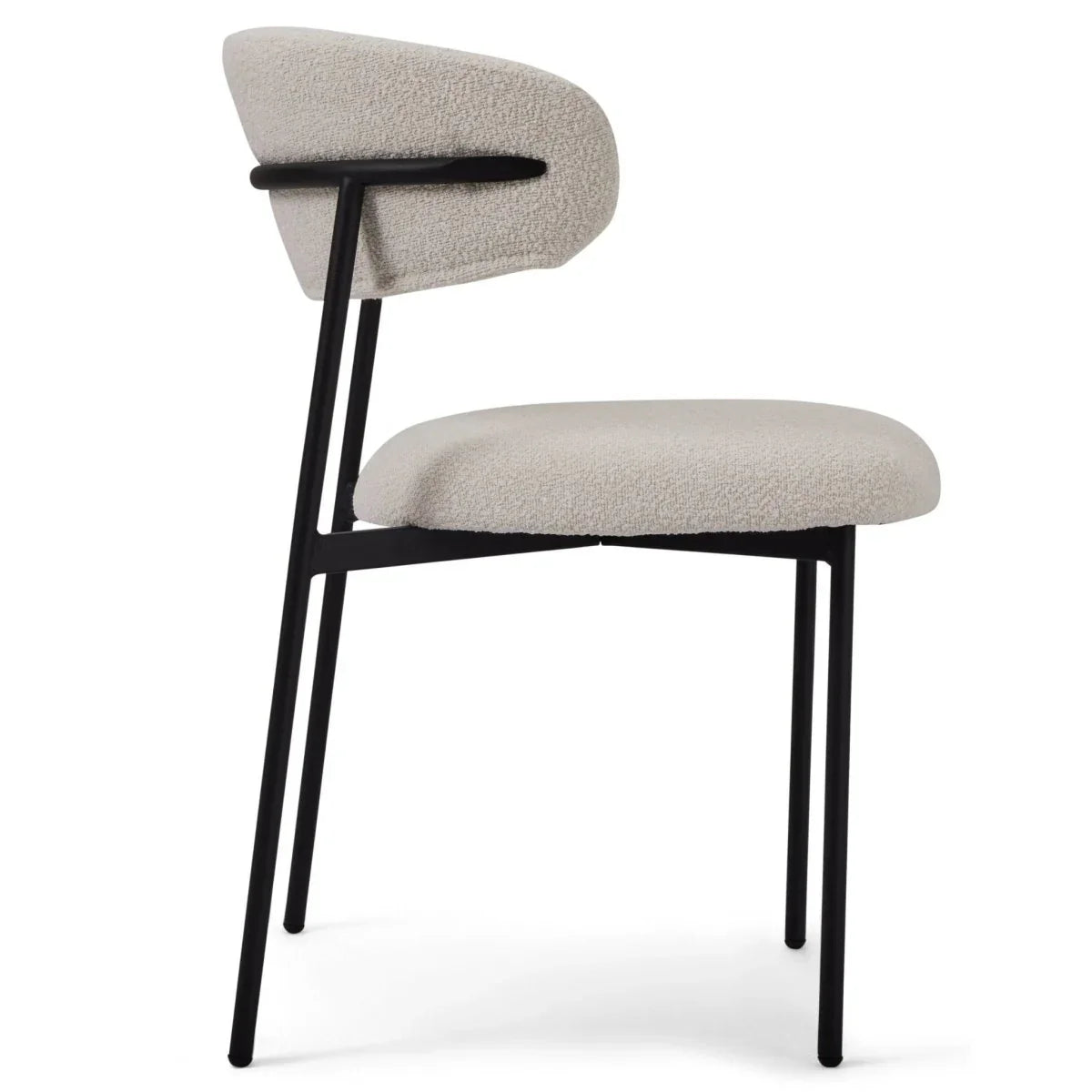 FURNHOUSE Diana Esszimmerstühle 2er Set - Bouclé-Stoff Weiß