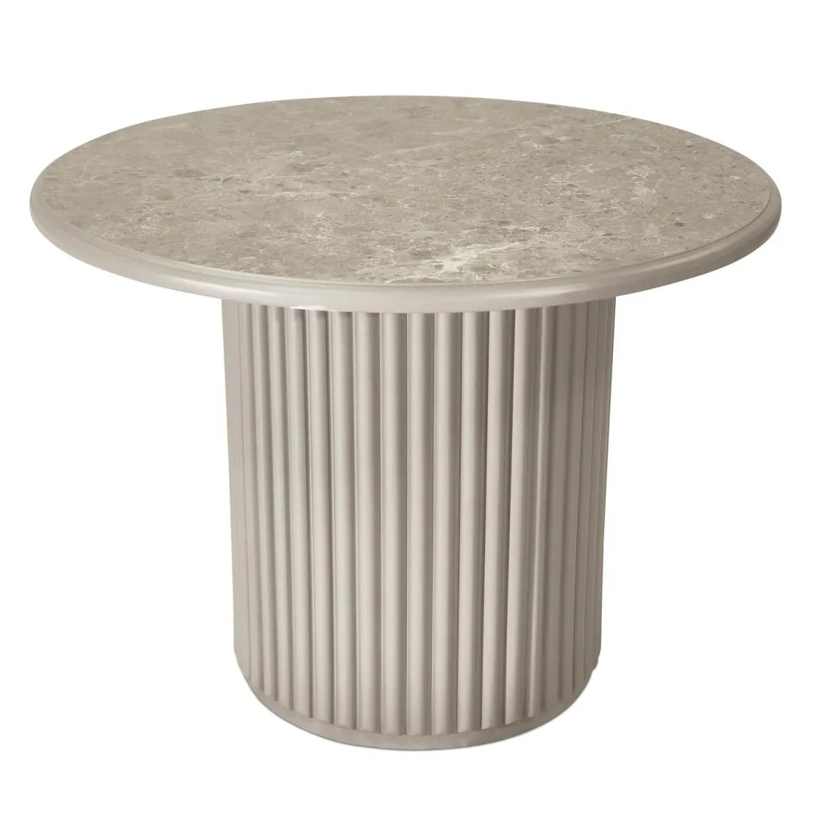 FURNHOUSE Easy Couchtisch Rund ø60 cm - Marmoroptik & Lamellenoptik Grau