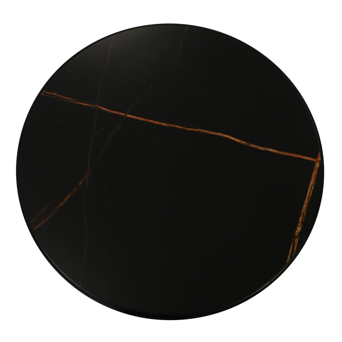 Couchtisch Rund ø80 cm - Marmoroptik & Lamellenoptik Schwarz