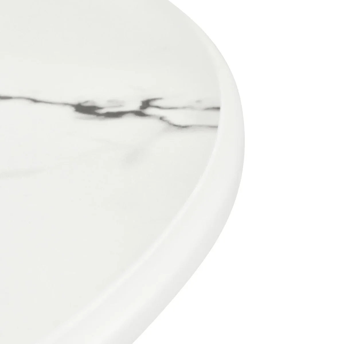 FURNHOUSE Easy Couchtisch Rund ø80 cm - Marmoroptik & Lamellenoptik Weiß