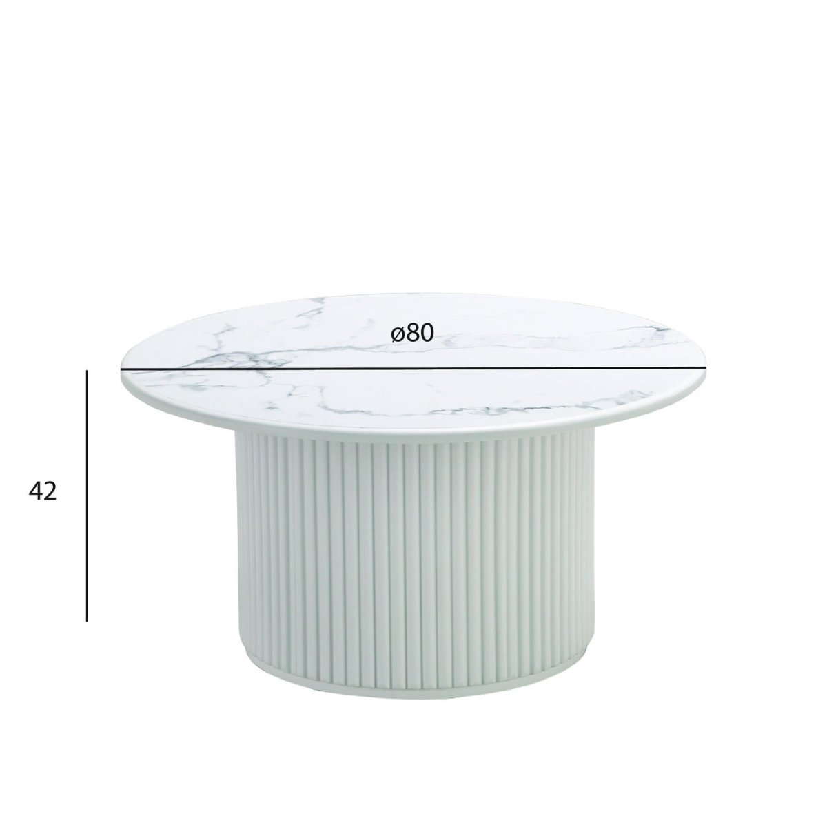 Runder Couchtisch Ø80 cm – Marmoroptik Weiß | Pflegeleicht & Robust