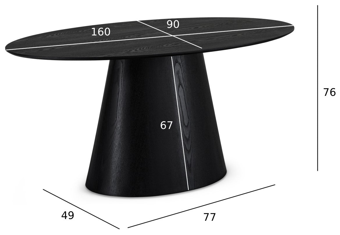 Essgruppe mit 6 Stühle und Esstisch - 160x90 cm Schwarz