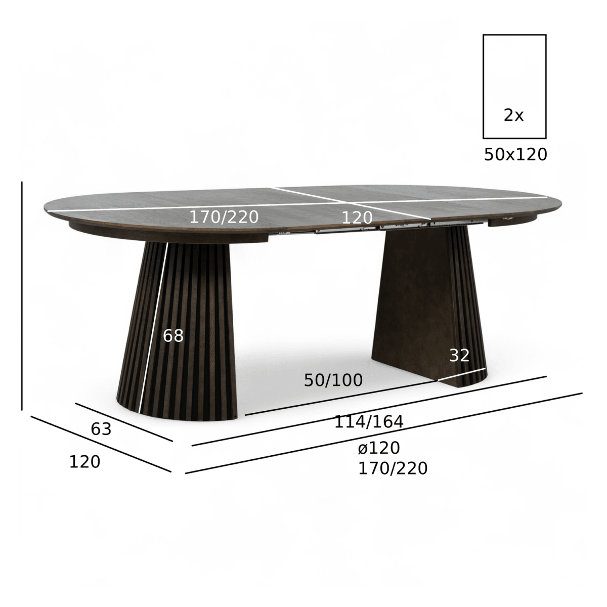 Essgruppe mit 6 Stühle und Esstisch - ø120 cm - Ausziehbar bis 220 cm Räuchereiche