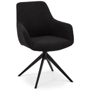 FURNHOUSE Helena Esszimmerstühle mit Armlehne 2er Set - Drehbar, Bouclé-Stoff Schwarz