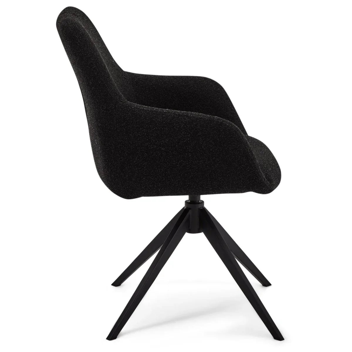 FURNHOUSE Helena Esszimmerstühle mit Armlehne 2er Set - Drehbar, Bouclé-Stoff Schwarz