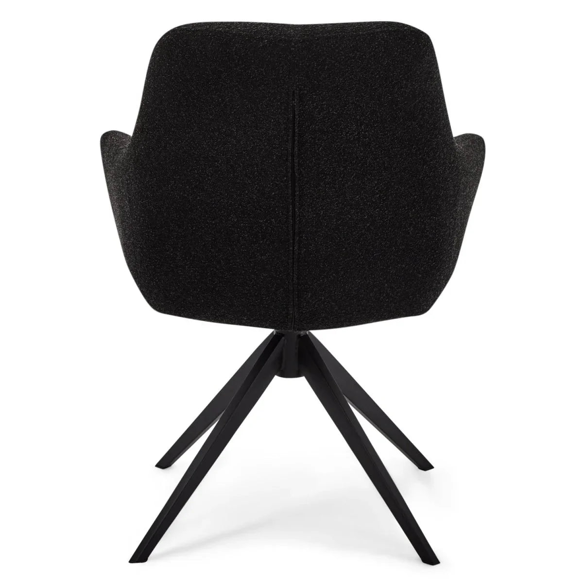 FURNHOUSE Helena Esszimmerstühle mit Armlehne 2er Set - Drehbar, Bouclé-Stoff Schwarz