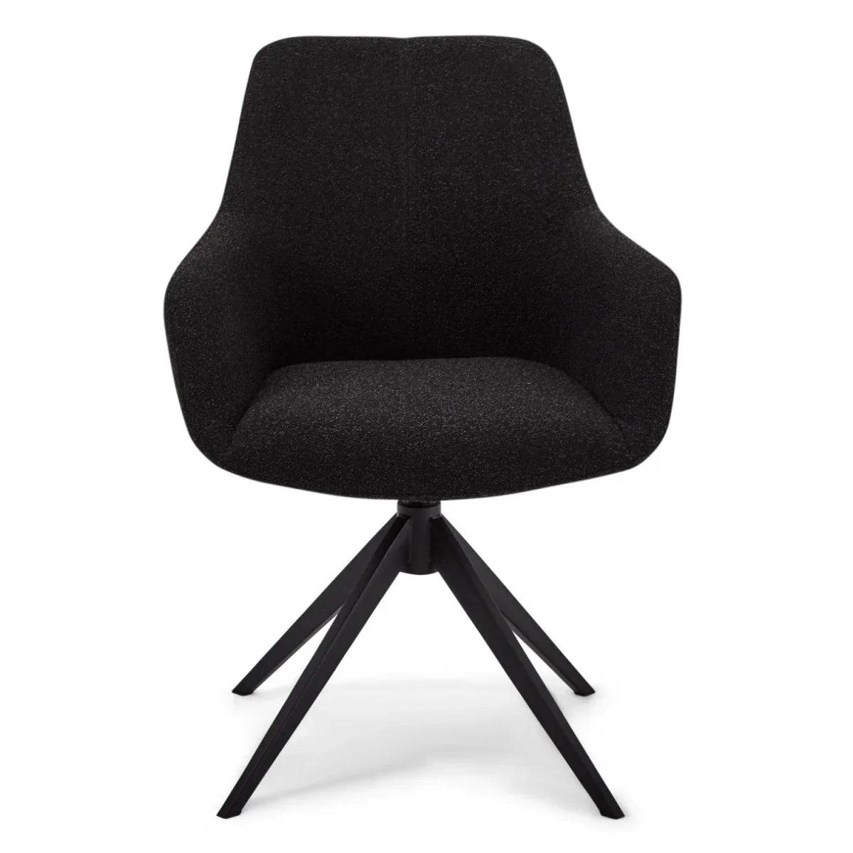 FURNHOUSE Helena Esszimmerstühle mit Armlehne 2er Set - Drehbar, Bouclé-Stoff Schwarz