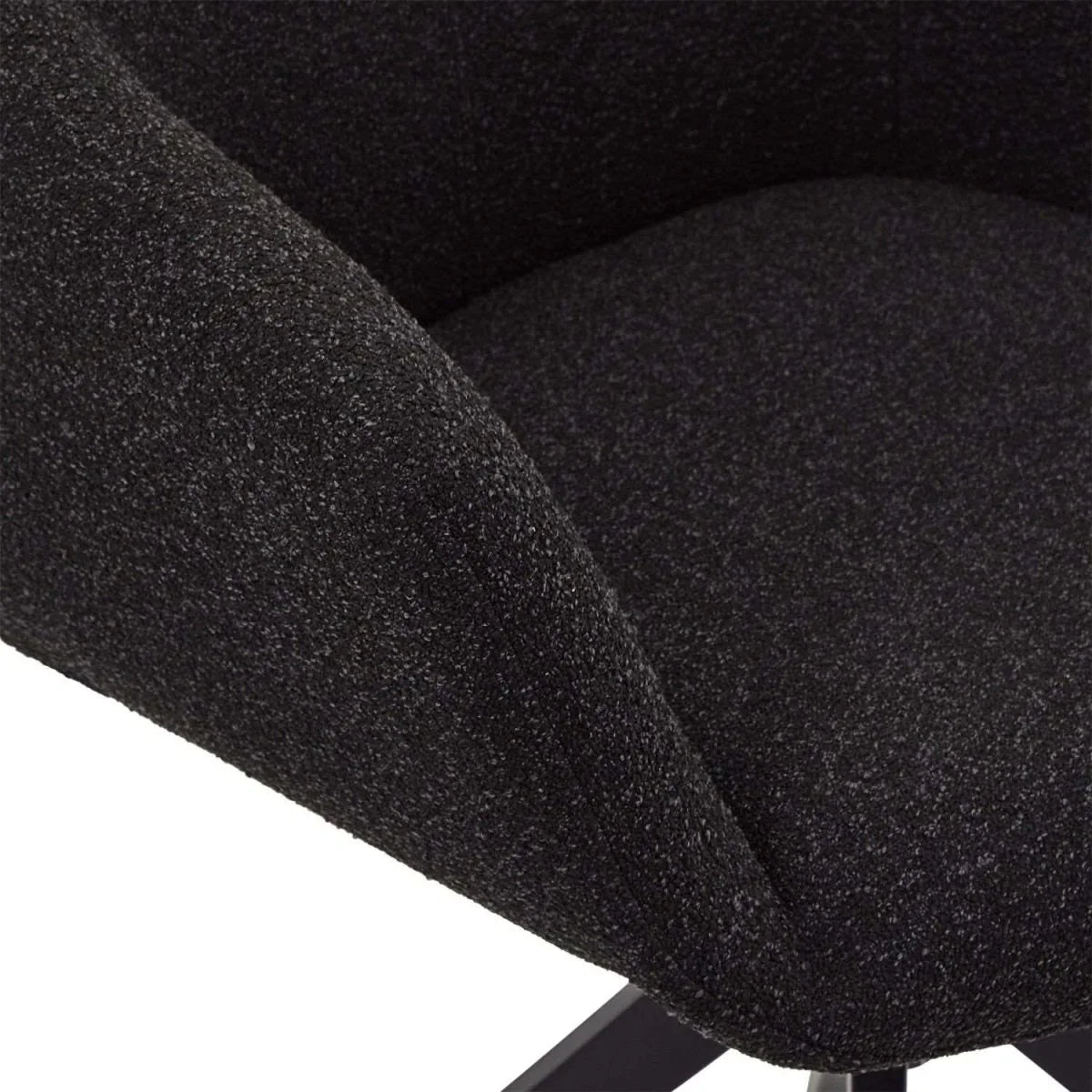 FURNHOUSE Helena Esszimmerstühle mit Armlehne 2er Set - Drehbar, Bouclé-Stoff Schwarz