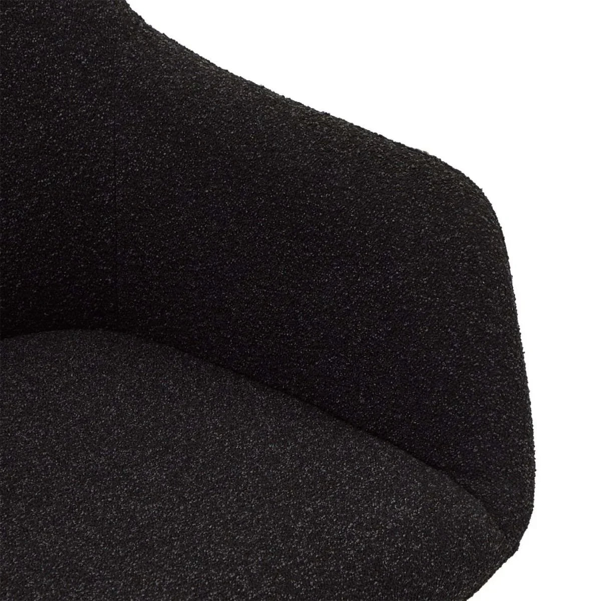 FURNHOUSE Helena Esszimmerstühle mit Armlehne 2er Set - Drehbar, Bouclé-Stoff Schwarz