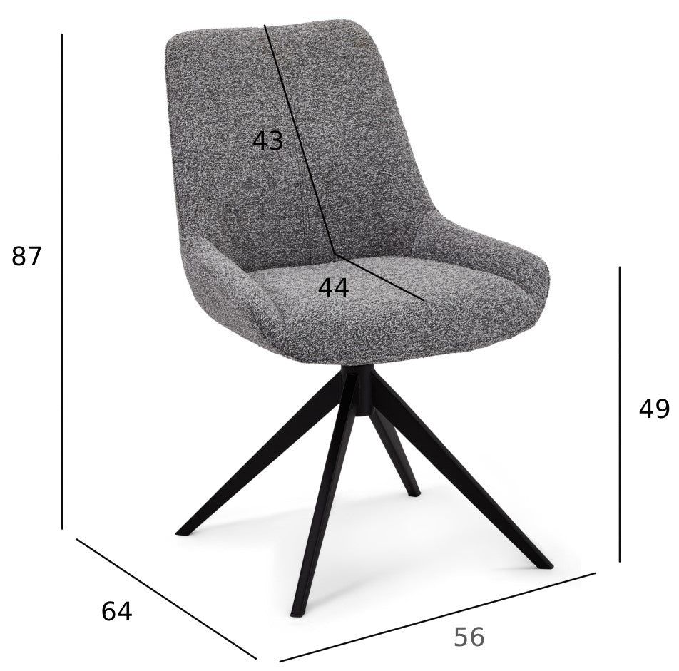 2er Set Esszimmerstühle - Drehbar - Grau