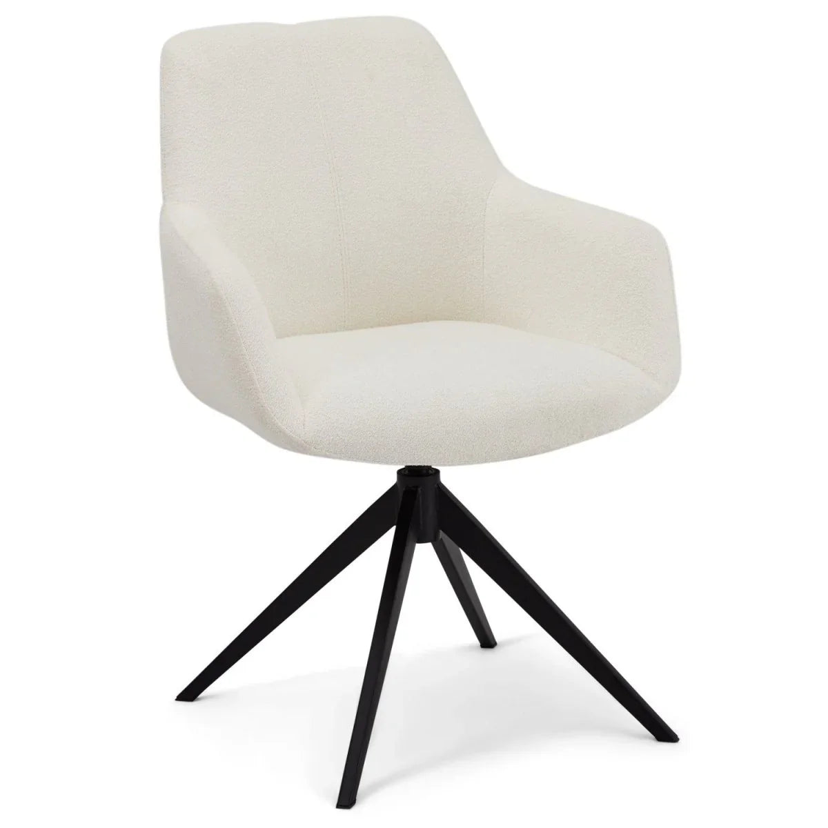 FURNHOUSE Helena Esszimmerstühle mit Armlehne 2er Set - Drehbar, Bouclé-Stoff Weiß