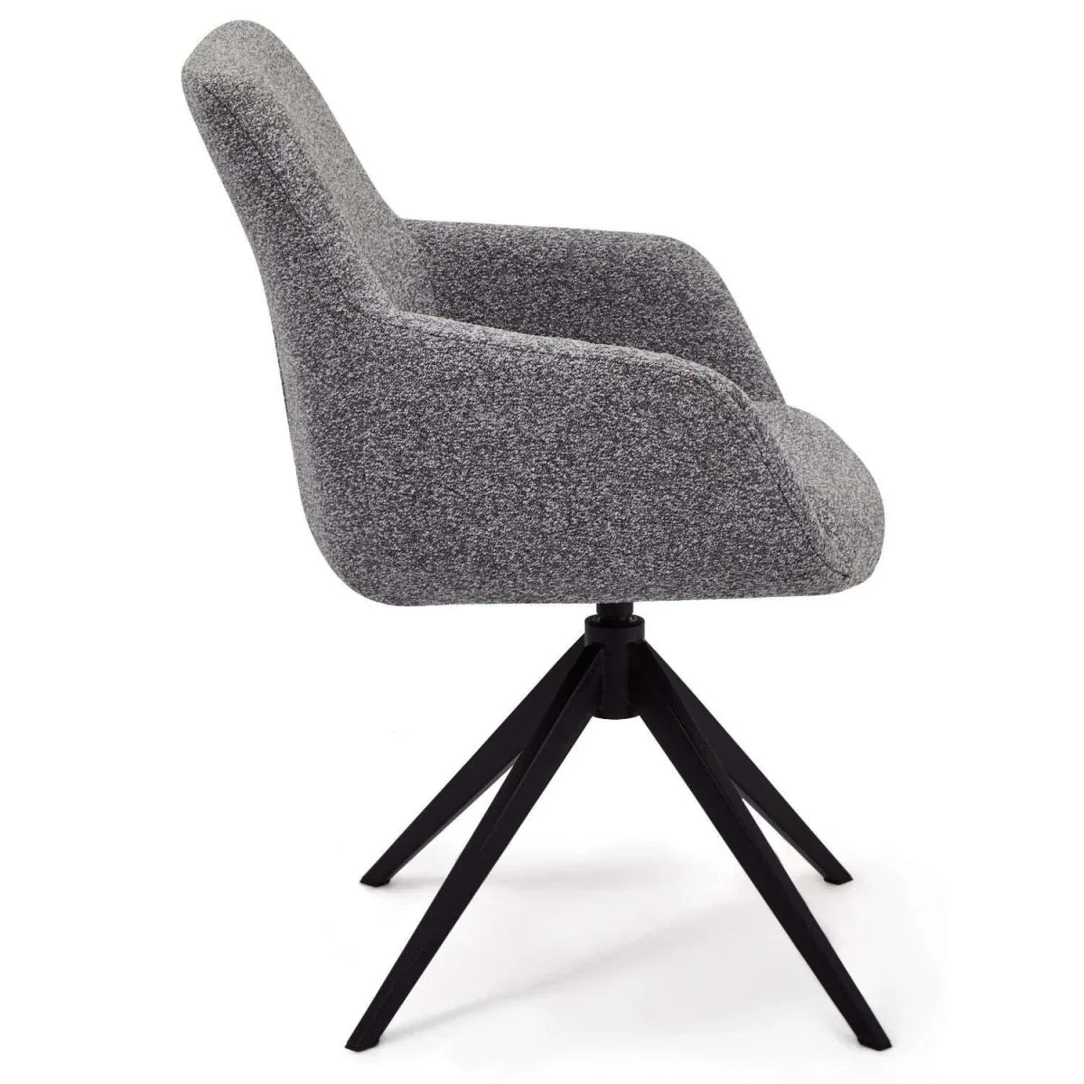 FURNHOUSE Helena Esszimmerstühle mit Armlehne 2er Set - Drehbar, Bouclé-Stoff Grau