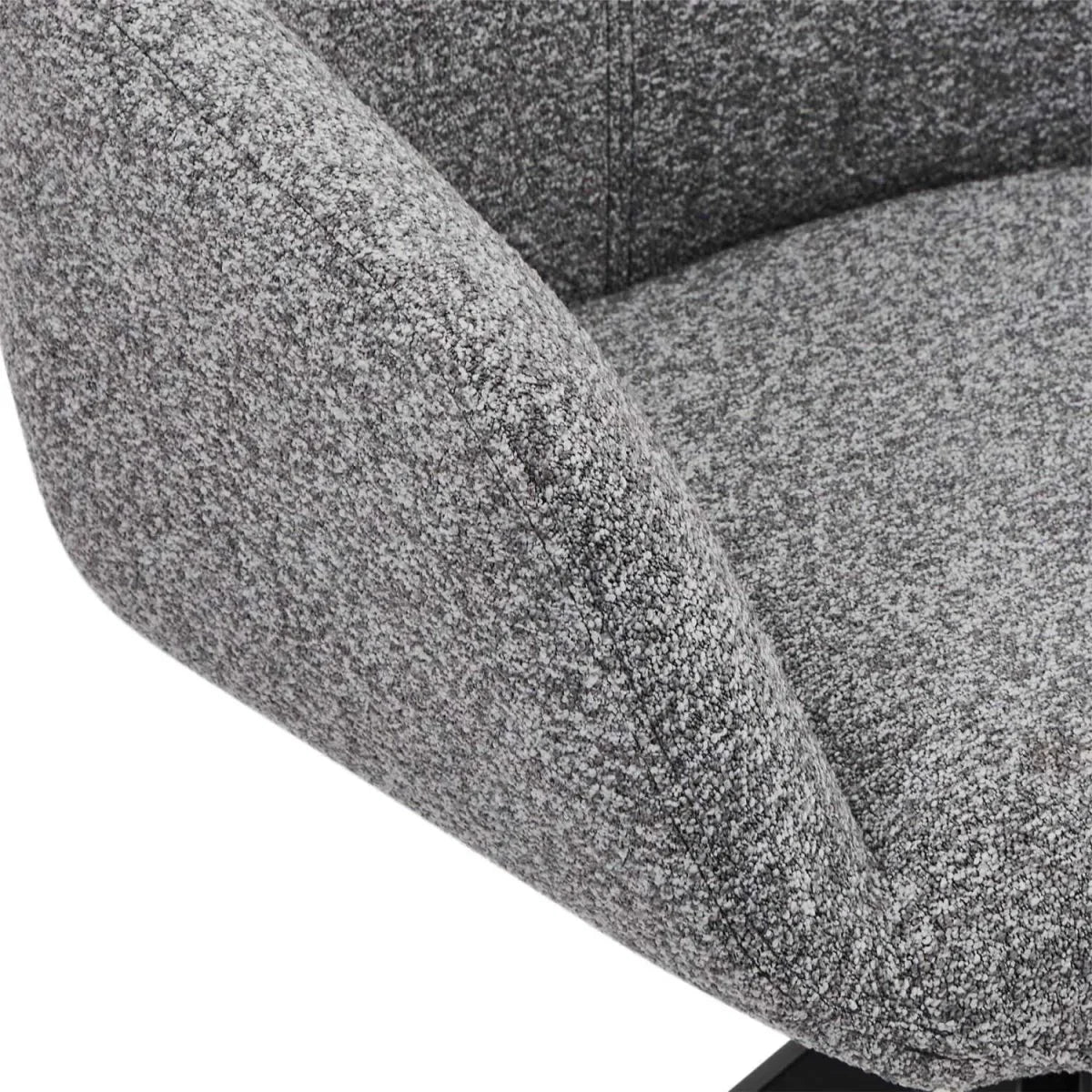 FURNHOUSE Helena Esszimmerstühle mit Armlehne 2er Set - Drehbar, Bouclé-Stoff Grau