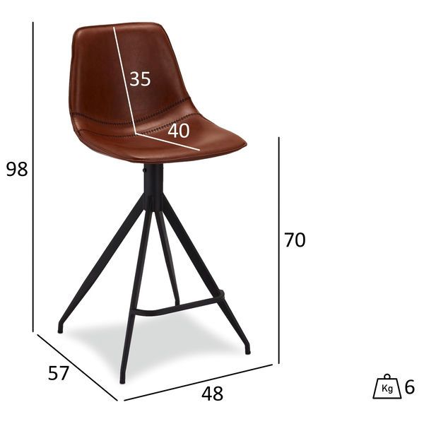 4er Set Barhocker Isabel - Drehbar - Cognacbraun