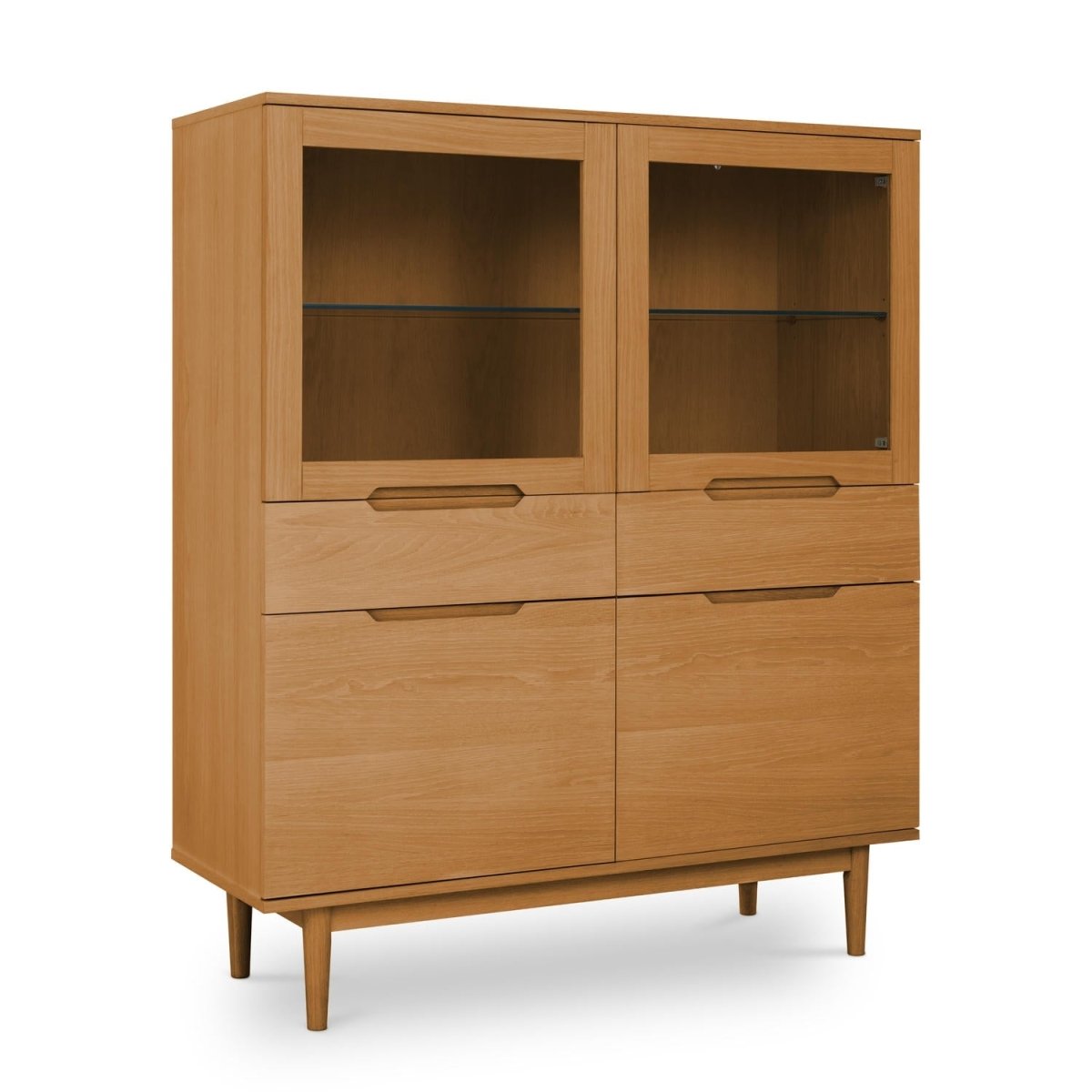 Highboard mit LED-Beleuchtung - 124 cm breit - Wildeiche