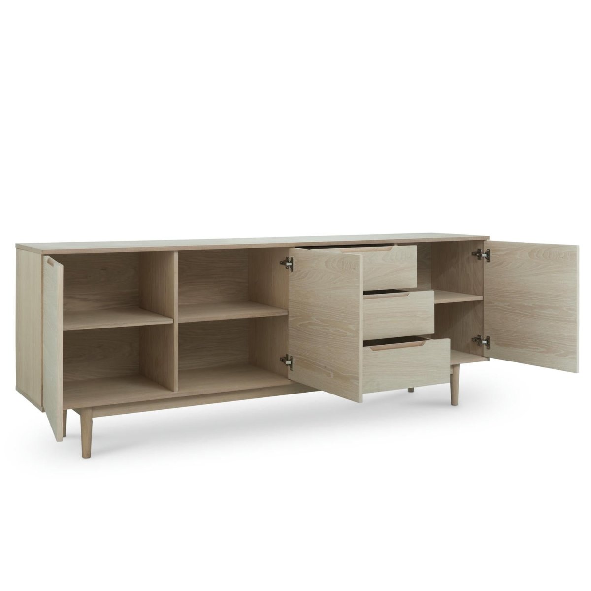 Sideboard mit 3 Türen - 213 cm breit - Eiche bianco