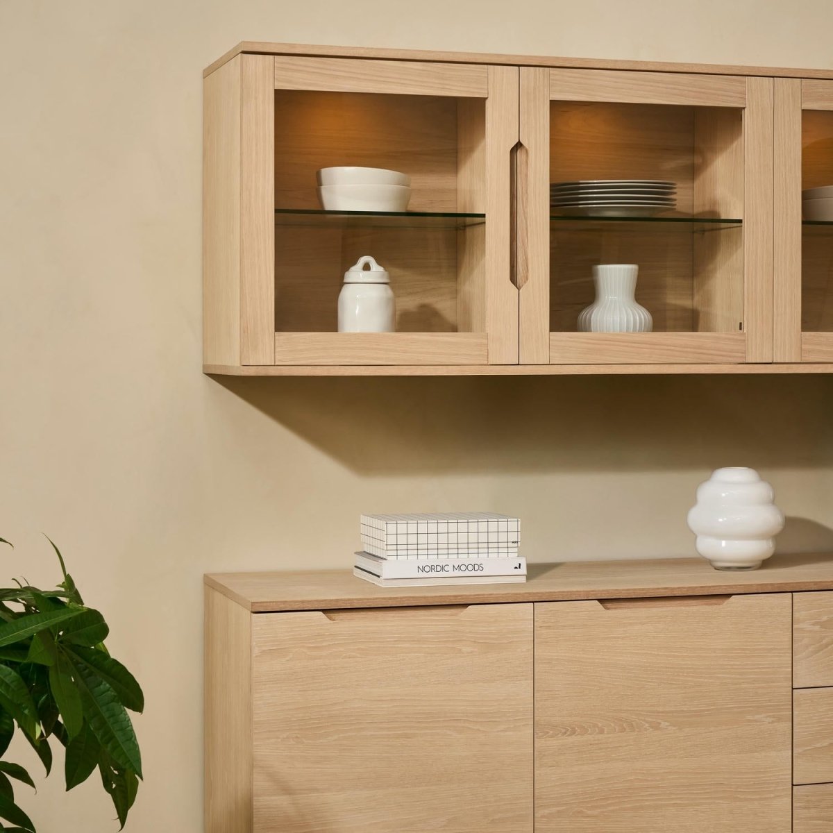 Sideboard mit 3 Türen - 213 cm breit - Eiche bianco