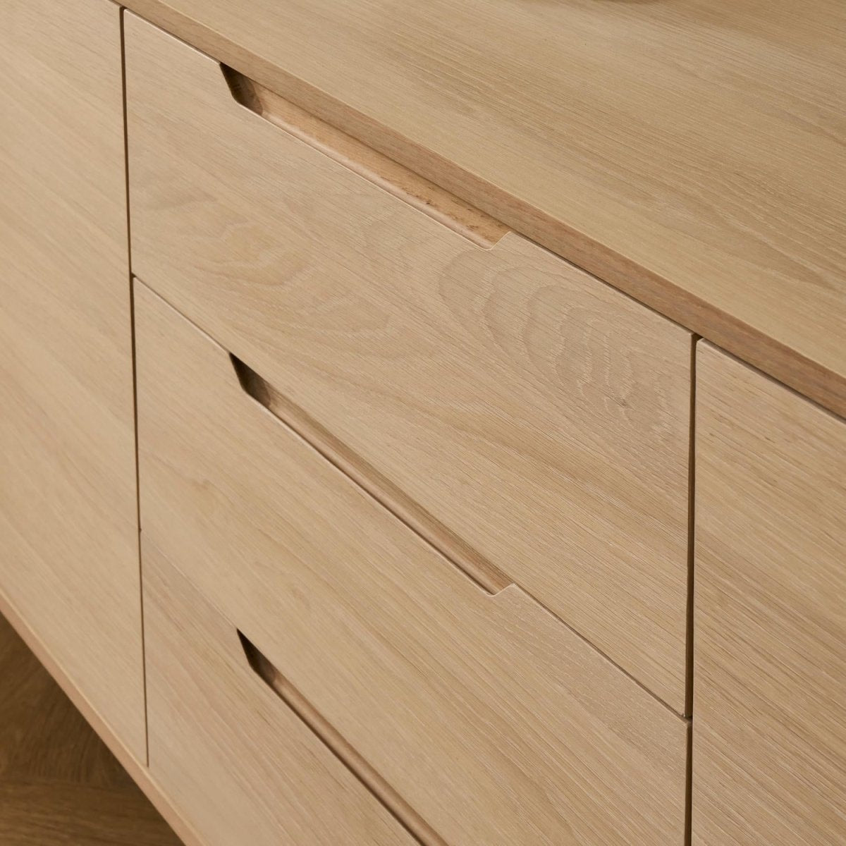 Sideboard mit 3 Türen - 213 cm breit - Eiche bianco