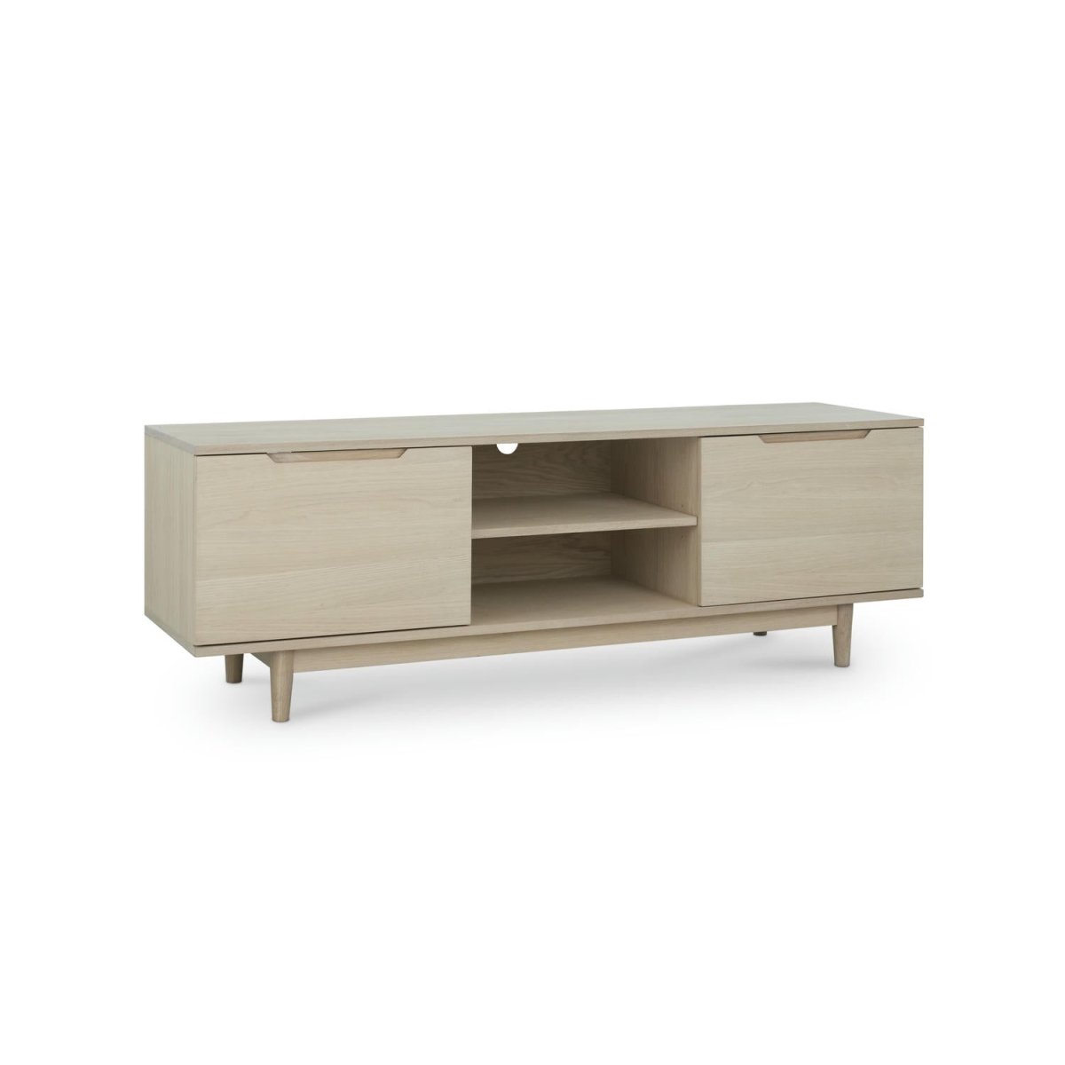TV-Tisch mit 2 Türen - 160 cm breit - Eiche bianco