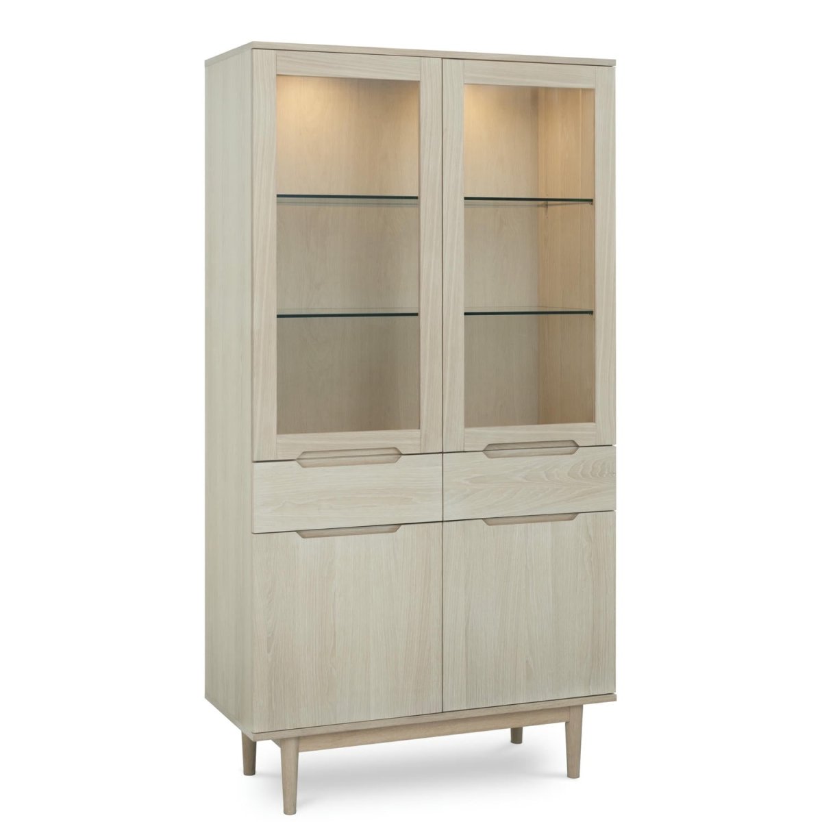 Vitrine mit LED-Beleuchtung - 100 cm breit - Eiche bianco