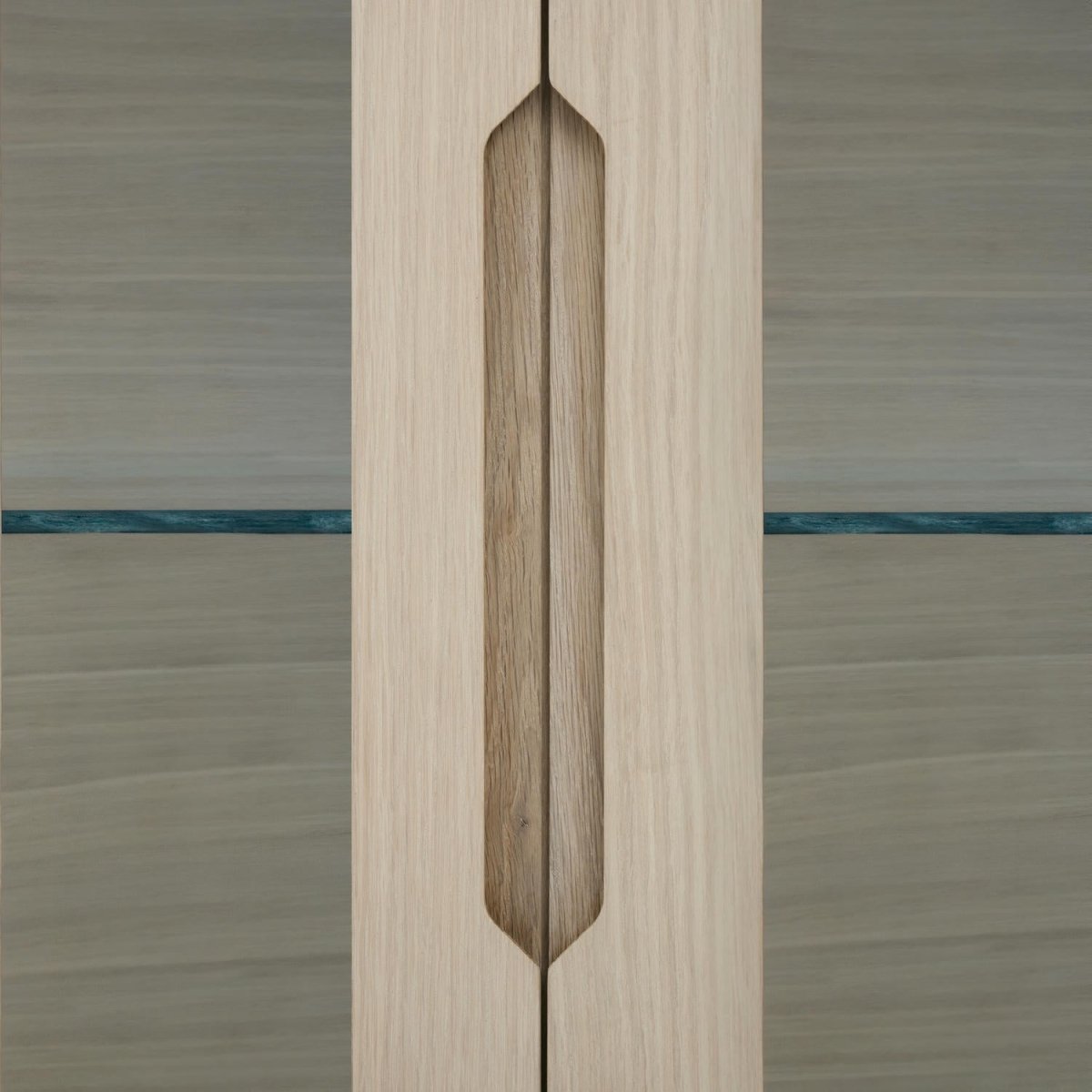 Wandschrank mit LED-Beleuchtung - 213 cm breit - Eiche bianco