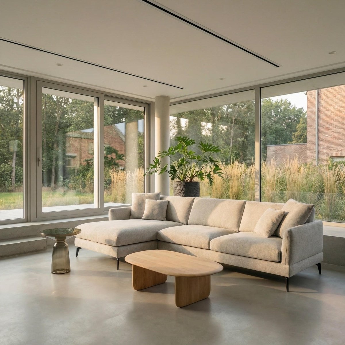 L-Form Ecksofa Links - Stoffbezug Grau
