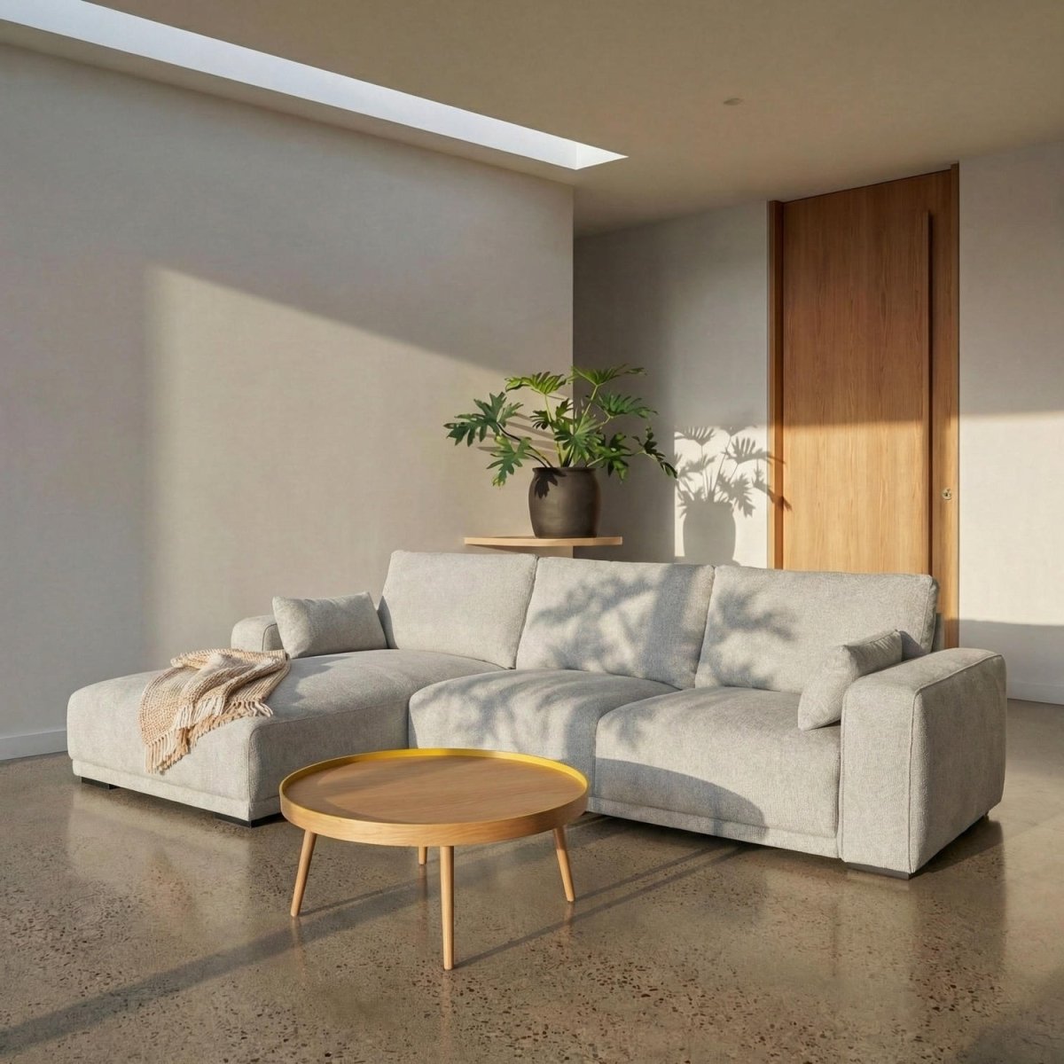 L-Form Ecksofa Links - Stoffbezug Grau