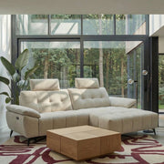 L-Form Ecksofa Rechts - mit Elektrische Relaxfunktion, USB - Stoffbezug Creme Beige