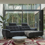 L-Form Ecksofa Rechts - mit Elektrische Relaxfunktion, USB - Stoffbezug Grau